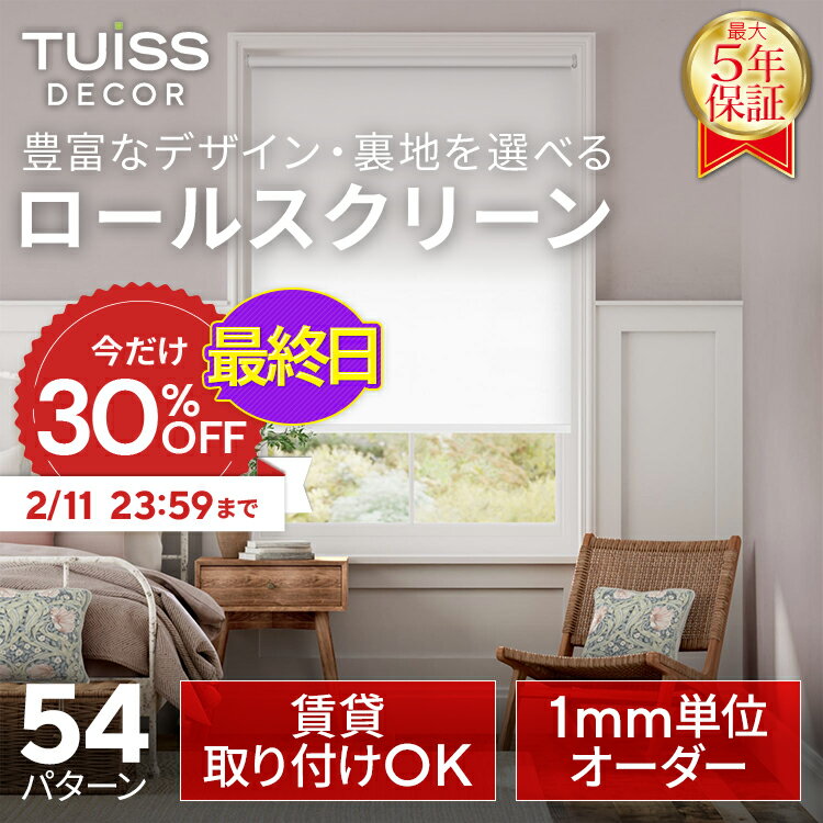 【最終日！30％OFFクーポン＆P3倍】累計1,000万台突破！ tuiss decor ブラインド ロールスクリーン ブラインドカーテン オーダー つっぱり式 遮光1級 調光 遮熱 おしゃれ かわいい ホワイト 白 ブラック 黒 柄 防水 海外インテリア チューイッシュ デコア