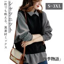 【50円クーポン配布中!】 切替ブラウス チュニック ブラウス レディース シャツ 重ね着風 シャツ トップス 切替 シャツ プルオーバー 長袖 異素材切替え ...