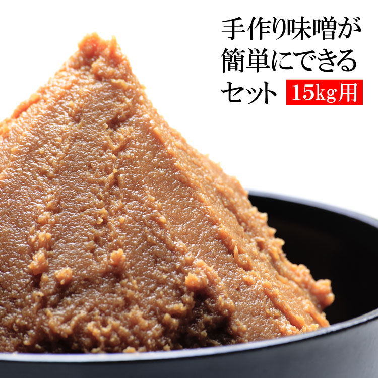 【1月30日以降出荷】手づくり味噌セット 15kg用 (塩切り米麹：2.8kg×2 岐阜県産丸大豆：1kg×4 作り方レシピ付） 手作り味噌 手造り味噌セット 自家製 味噌づくり 味噌造りセット 手作り ミソ セット キット 手作り味噌キットのサムネイル