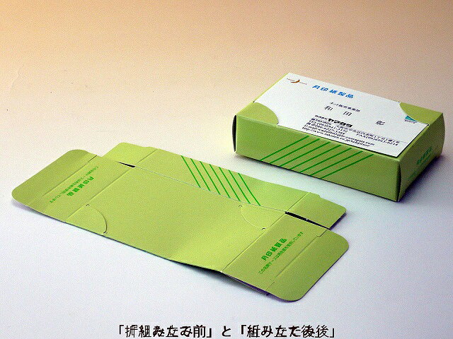 名刺紙箱 4号 折りたたみ式 グリーン色/200箱(メ4311P)