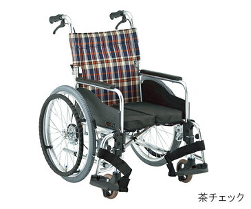 いまだけ!★最大P24倍★ 11/4-11/10【全国配送可】-自動ブレーキ装置付車いす(アルミ製自走式) 茶チェック 400mm 松永製作所 型番AR-511BT S-1 aso 7-2195-02 -【医療・研究機器】