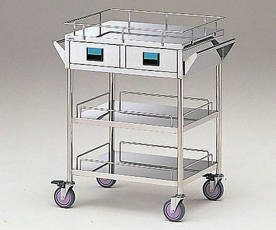 ★ポイント最大16倍★【全国配送可】-カラフルカート 3段-青 750×450×855mm ナビス（アズワン） 型番 K3W-B 　JAN 4562108474931 aso 0-3442-06 ●お取寄品　納期約 13営業日-【医療・研究機器】