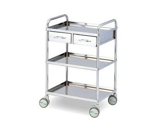 ★ポイント最大16倍★【全国配送可】-枠付き回診車(3段) 603×453×927mm ナビス（アズワン） 型番 W6045T 　JAN 4560111722643 aso 0-7972-01 ●在庫品 納期約 3営業日-【医療・研究機器】(4)