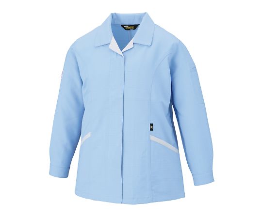 ★ポイント最大16倍★【全国配送可】-エコ高制電スモック（フロントファスナー仕様）　サックス　S 自重..