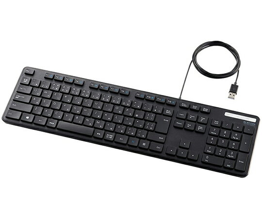 ★ポイント最大16倍★【全国配送可】-有線キーボード　薄型　メンブレン式　フルサイズ　ブラック エレコ..