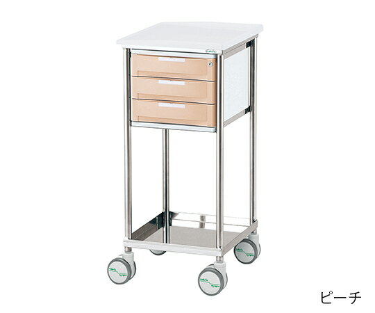 ★ポイント最大16倍★【全国配送可】-ナビスメイト・トレイワゴン ナビス（アズワン） 型番 3段BOX　ピーチ 　JAN 4580110274189 aso 8-1607-25 ●在庫品 納期約 3営業日-【医療・研究機器】