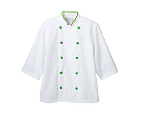 ★ポイント最大16倍★【全国配送可】-コックコート兼用7分袖ネット白/グリーン 住商モンブラン 型番 6-473 LL JAN 4560315371814 a...