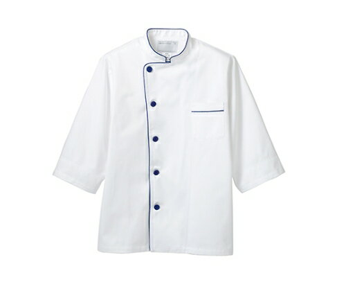 ★ポイント最大16倍★【全国配送可】-コックコート兼用7分袖ネット 白/ブルー 住商モンブラン 型番 6-511 3L JAN 4560315372125 a...