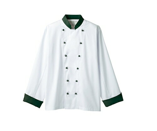 ★ポイント最大16倍★【全国配送可】-コックコート兼用長袖 白/ボトルグリーン 住商モンブラン 型番 6-725 L JAN 4560315373337 as...