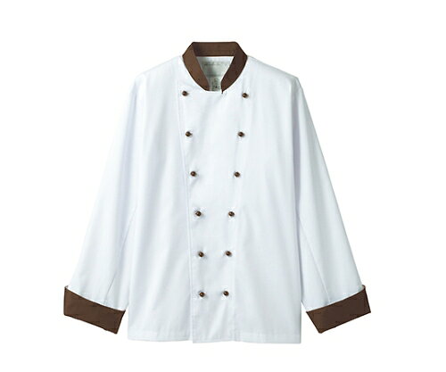 ★ポイント最大16倍★【全国配送可】-コックコート 兼用 長袖 白/ブラウン 住商モンブラン 型番 6-729 3L JAN 4560315373450 as...