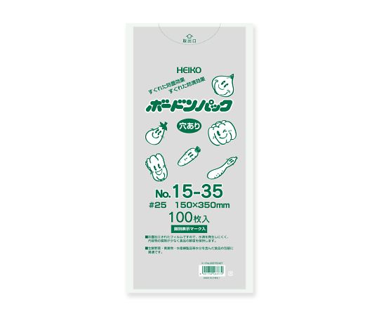 ★9/4-11 P最大27倍★【全国配送可】-HEIKO ポリ袋 ボードンパック 穴ありタイプ 厚み0.025mm No.15-35 100枚 HEIKO 型番 006763467 　JAN 4901755263770 aso 62-0999-76 ●在庫品 納期約 6営業日-【医療・研究機器】