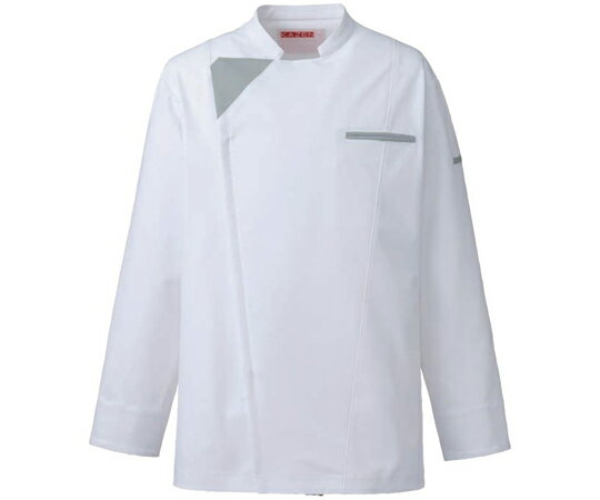 ★ポイント最大16倍★【全国配送可】-コックコート ホワイトxグレー 3L KAZEN 型番 617-40 3L JAN 4562213061873 aso ...