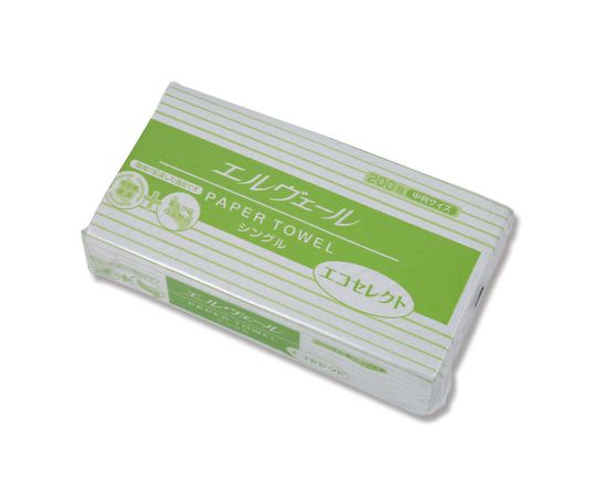 ★ポイント最大16倍★【全国配送可】-エルヴェール　ペーパータオル　エコセレクト　シングル中判　200枚..