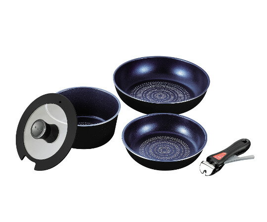 ★ポイント最大16倍★【全国配送可】-ルクスパン ブルーダイヤモンドコートIH対応クックウェア5点セット パール金属 型番 HB-2444 JAN 45493...