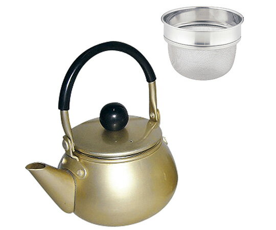 ★ポイント最大16倍★【全国配送可】-アルマイト　ドリーム急須　ツル付　ゴールド 前川金属工業所 型番 ..