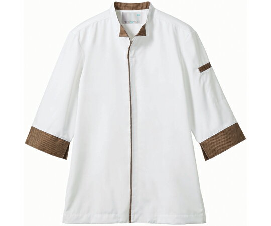 ★ポイント最大16倍★【全国配送可】-調理コート 兼用 7分袖 白/ブラウンチェック 袖ネット付 LL 住商モンブラン 型番 2-687 LL JAN 456...