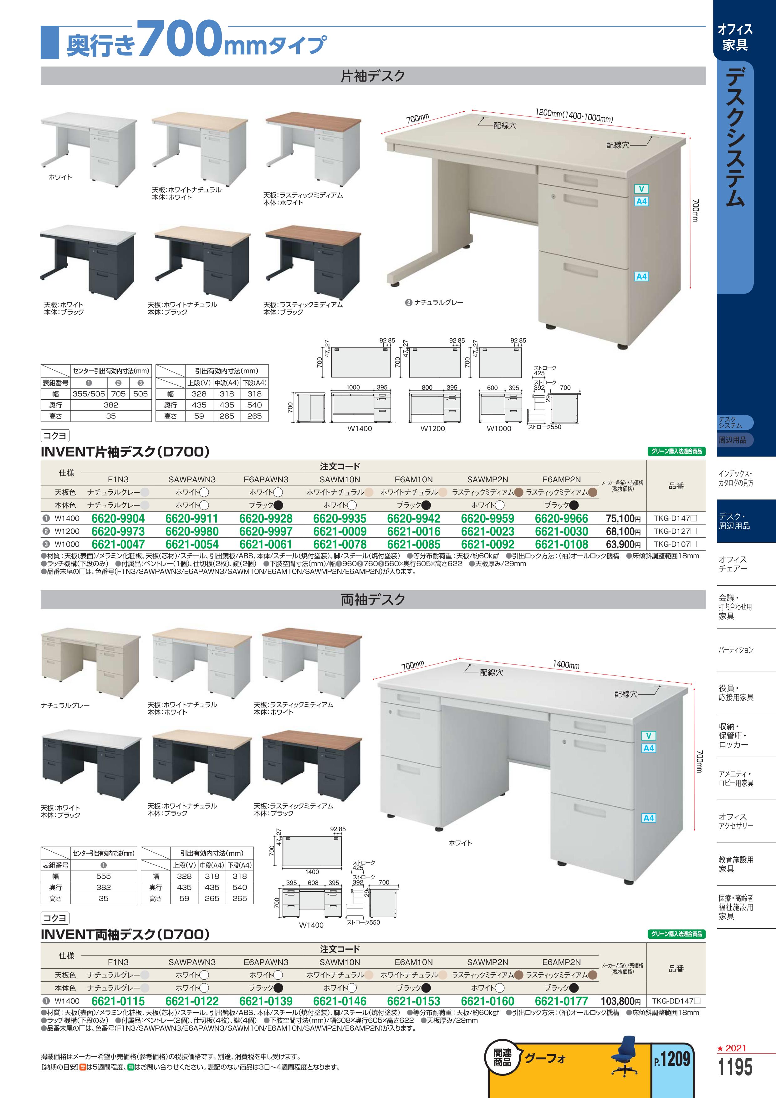 ★ポイント最大16倍★【全国配送可】- INVENT 両袖デスク W1400 ナチュラルグレーコクヨ 品番 TKG-DD147F1N3 ナチュラルグレー atk 6621-0115 66210115 -【キスパ家具】 [3]