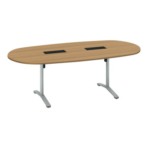 ★ポイント最大16倍★【送料無料】- ビエナ　楕円形天板　アジャスター脚　W2100xD1050　配線ボックス付..