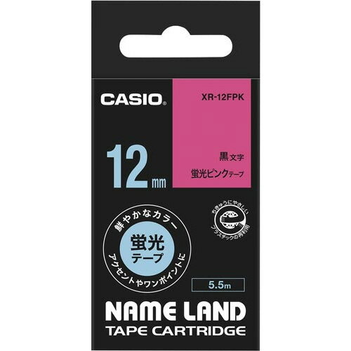 ★ポイント最大16倍★【在庫品は翌営業日発送】-ato5156-7439 ネームランド テープカートリッジ 蛍光色テープ ピンクに黒文字12mm幅 1ケ 51567439 カシオ計算機 XR-12FPK -【@オフィス】
