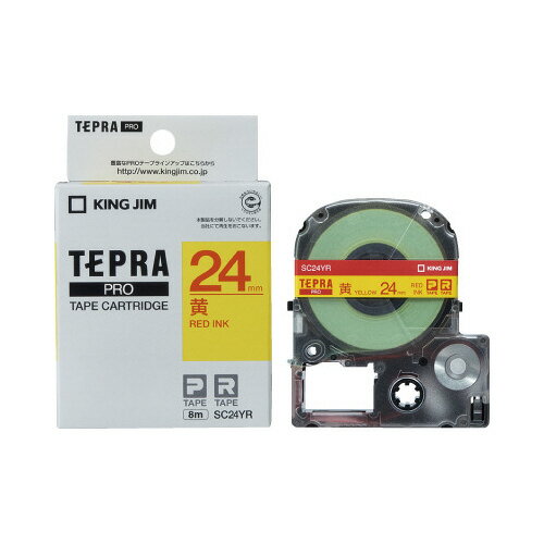 ★ポイント最大16倍★【在庫品は翌営業日発送】-ato5230-2749 テプラPROテープカートリッジ　（パステル）　黄に赤文字24mm幅×8m 1ケ 52302749 キングジム SC24YR -【＠オフィス】