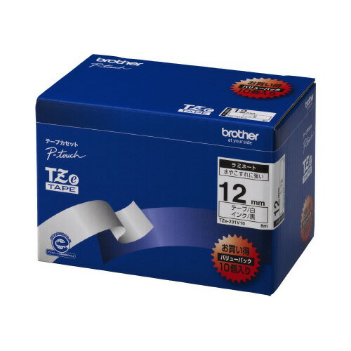 ★ポイント最大16倍★【在庫品は翌営業日発送】-ato6120-6670 ピータッチ用TZeテープカセット 白に黒文字12ミリ幅 10本パック 1ケ 61206...
