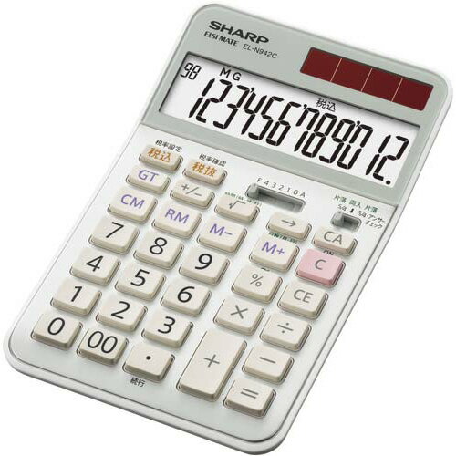 ★6/4-11 P最大27倍★【在庫品は翌営業日発送】-ato6227-4449 抗菌電卓　EL−N942CX　12桁 1ケ 62274449 シャープ EL-N942CX -【＠オフィス】
