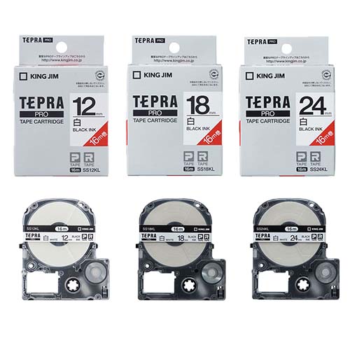 ★ポイント最大16倍★【教育施設様限定商品】-ed 154990 テプラPROカートリッジ 白に黒文字 ロングタイプ（10個）12mm メーカー名 キングジム SS12KL*10-【教育・福祉】