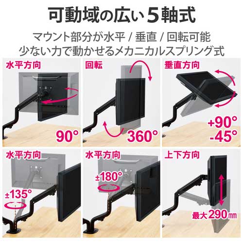 ★ポイント最大16倍★【送料無料】-ダブルモニターアーム スプリング　エレコム 品番 DPA-DL05BK jtx 185490-【ジョインテックス・JOINTEX】JAN 4549550276764 メーカー在庫品