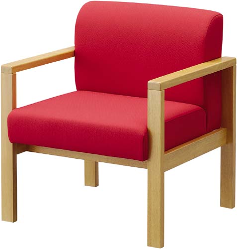 ★ポイント最大16倍★【送料・組立・設置が無料】-(5016−4455)◇カウネット木製応接ソファ　1人掛　布レッド　株式会社カウネットkaf003643 ●土曜日にも配送可！（日祝除く）●個人様お届け可能！-【お買い得商品】