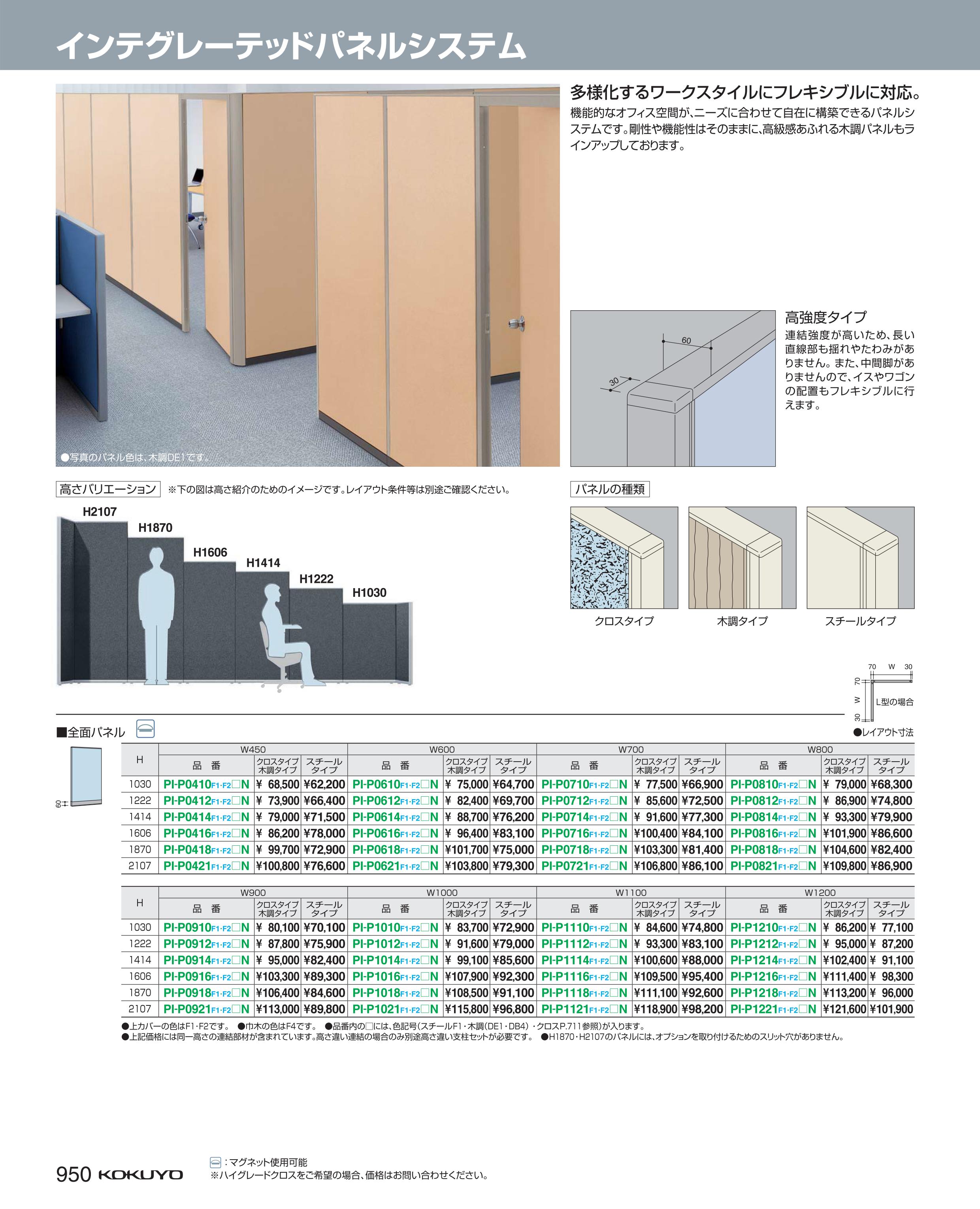 ★5/9-16 P最大26倍★【送料無料】- インテグレ－テッド　全面クロスパネル PI-P0716F2GDXE1N コクヨ kokuyo -【コクヨ家具】 3