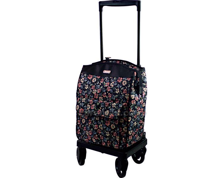 ★12/19-26 最大P27倍★【全国配送可】-メロディ　スムーズST 小花BK 島製作所　JAN 4945528351356 kt307154 取寄品 歩行関連 ショッピングカート ショッピングカート-【介護福祉用具】