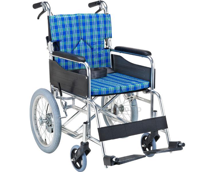 ★いまだけ！ポイント最大16倍★【全国配送可】-アルミ介助用車イス　SMK30-4243AK イエローブルー マキテック　JAN 4968501960901 kt352940 取寄品 歩行関連 車いす 介助式-【介護福祉用具】