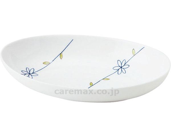 ★いまだけ！ポイント最大16倍★【全国配送可】-楕円中鉢　225×130×H45 818-MNDT　ラインフラワー（青） 朝日化工　JAN kt354666 取寄品 食事関連 食器類・カップ 皿・碗-【介護福祉用具】