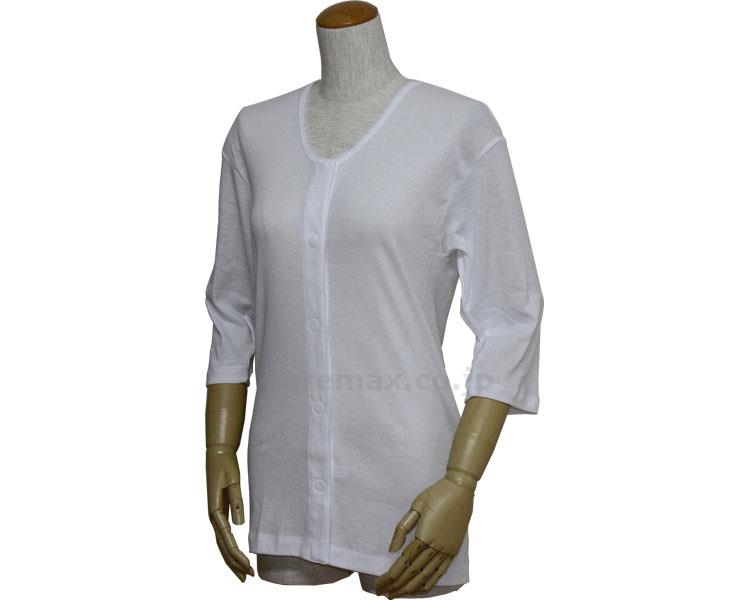 ★いまだけ！ポイント最大16倍★【全国配送可】-婦人七分袖前開きシャツ　2枚組 43262-2　白　LL ウエル　JAN 4544354438035 kt248847 取寄品 衣類 インナー 下着(上半身)-【介護福祉用具】