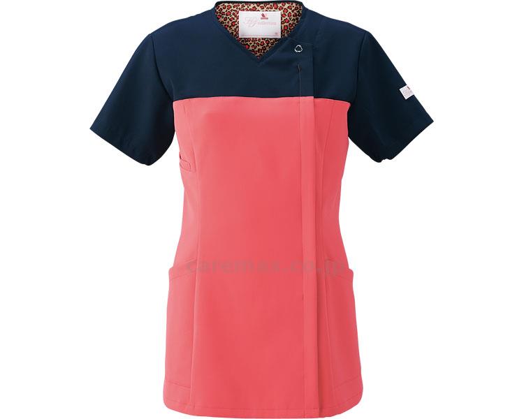 ★6/22-27 P最大27倍★【全国配送可】-レディスジップスクラブ HI701　ピンク×ネイビー　M フォーク　JAN 4571205558871 kt359691 取寄品 衣類 ユニフォーム トップ-【介護福祉用具】