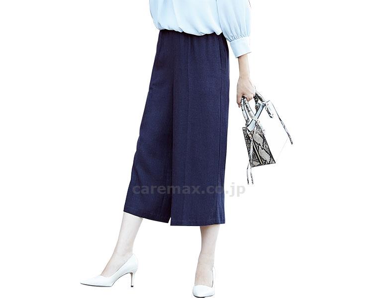 ★10/4-10/9 P最大16倍★【全国配送可】-麻混リラックスワイドパンツ ネイビー　3L セルヴァン　JAN 4985697255635 kt487749 取寄品 衣類 衣類のその他 その他(衣類のその他)-【介護福祉用具】
