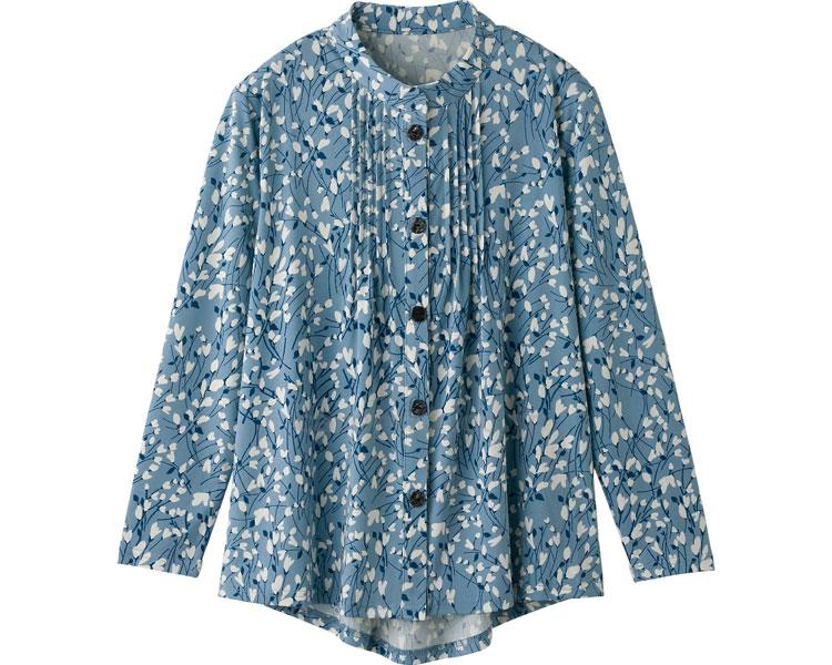 ★いまだけ！ポイント最大16倍★【全国配送可】-ワンタッチテープピンタック花柄カーディ 820677-02　ブルー　L 　JAN 4582685175151 kt496307 取寄品 衣類 アウター トップス-【介護福祉用具】
