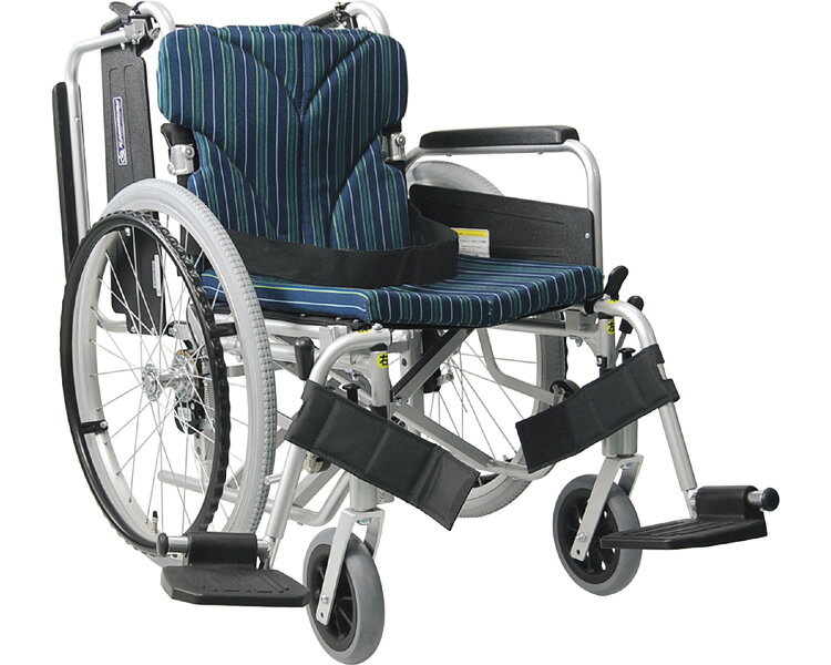 ★ポイント最大16倍★【全国配送可】-アルミ自走車イス　KA820-42B-SL A9_緑チェック カワムラサイクル　JAN 4514133021543 kt243913 取寄品 歩行関連 車いす 自走式-【介護福祉用具】
