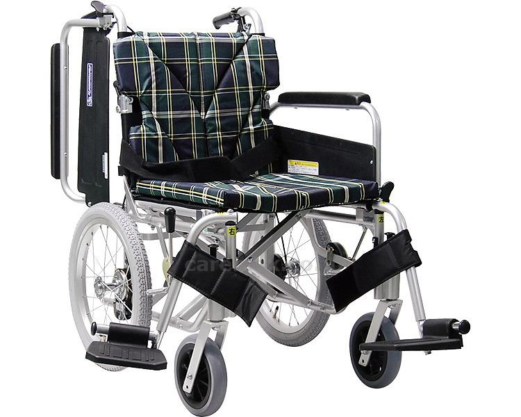 ★ポイント最大16倍★【全国配送可】-アルミ介助車イス　KA816-40B-LO A9_緑チェック カワムラサイクル　JAN 4514133021802 kt243921 取寄品 歩行関連 車いす 介助式-【介護福祉用具】