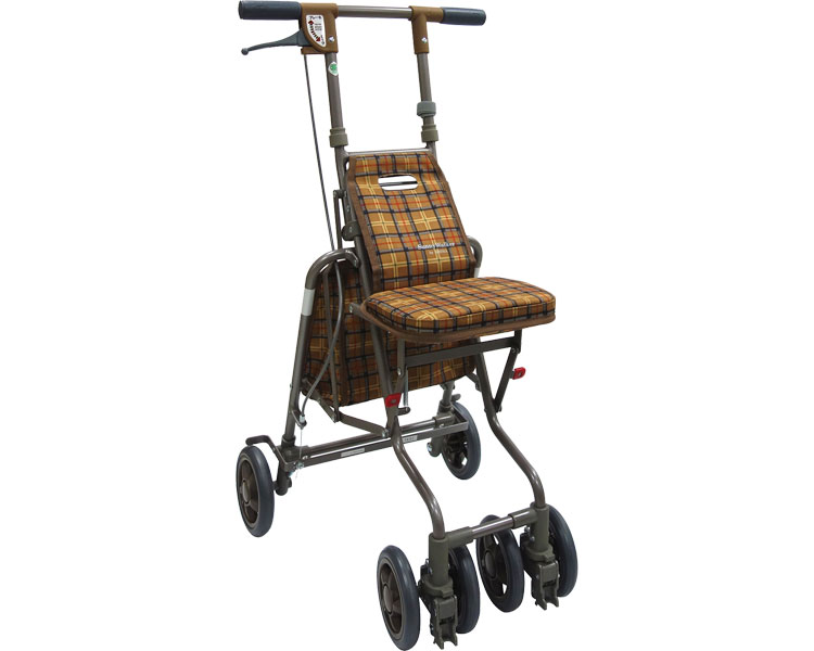 ★ポイント最大16倍★【全国配送可】-サニーウォーカーAW-III CLブラウン 島製作所　JAN 4945528236844 kt282850 取寄品 歩行関連 シルバーカー コンパクトタイプ-【介護福祉用具】