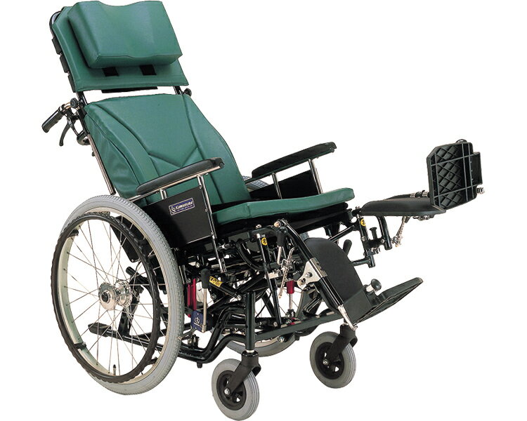 ★ポイント最大16倍★【全国配送可】-リクライニング車いすKX22-42EL-II/RM No.47_本革調 緑 カワムラサイクル　JAN 4514133042272 kt321287 取寄品 歩行関連 車いす リクライニング-【介護福祉用具】