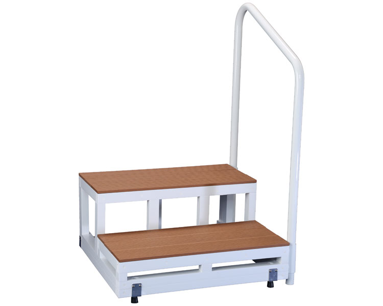 ★ポイント最大16倍★【全国配送可】-バリアフリー踏台2段　手すり1本タイプ　右 F2-1TD　H15　デッキ材 ..