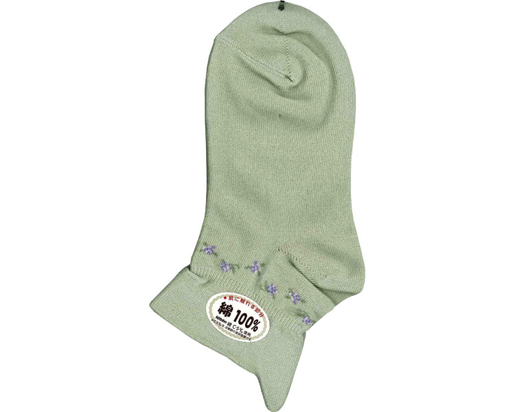 ★ポイント最大16倍★【全国配送可】-片手ではける靴下　花柄　婦人 201NA　グリーン　22-24cm 桑メリヤ..