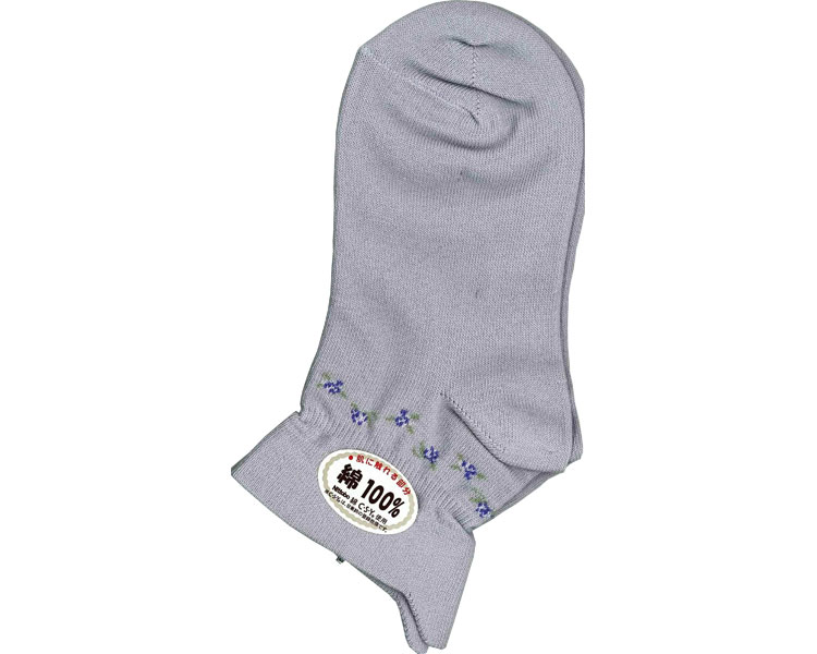 ★ポイント最大16倍★【全国配送可】-片手ではける靴下　花柄　婦人 201NA　グレー　22-24cm 桑メリヤス..
