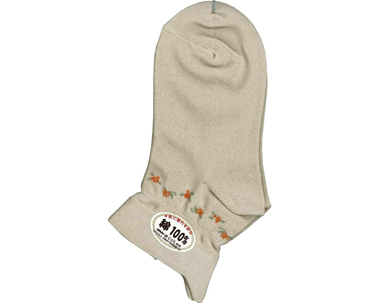 ★ポイント最大16倍★【全国配送可】-片手ではける靴下　花柄　婦人 201NA　ベージュ　22-24cm 桑メリヤ..