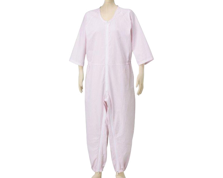 ★ポイント最大16倍★【全国配送可】-サッカーねまき　背開き　普通ファスナー 4400　ピンク　LL 松本ナース産業　JAN kt344969 取寄品 衣類 ねまき 介護ねまき-【介護福祉用具】