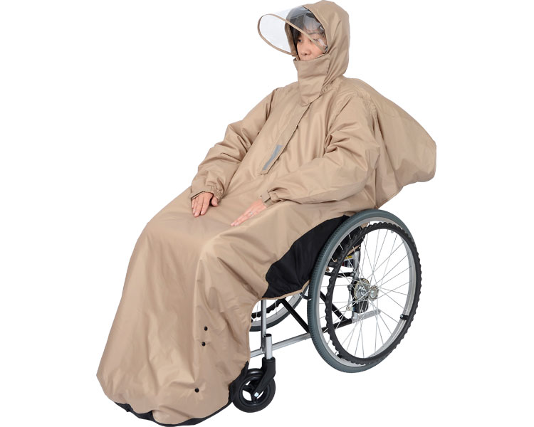 ★ポイント最大16倍★【全国配送可】-中綿入りあったか防寒RAKU暖レイン SR-500WVL　ベージュ　L 笑和　JAN 4589913370173 kt350238 取寄品 歩行関連 車いすオプション 車いす用レインコート-【介護福祉用具】
