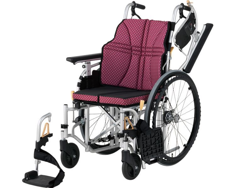 ★ポイント最大16倍★【全国配送可】-アルミ自走車いす　ウルトラ　NA-U7 座幅40　ワイン 日進医療器　JAN 4519856009748 kt352789 取寄品 歩行関連 車いす 自走式-【介護福祉用具】