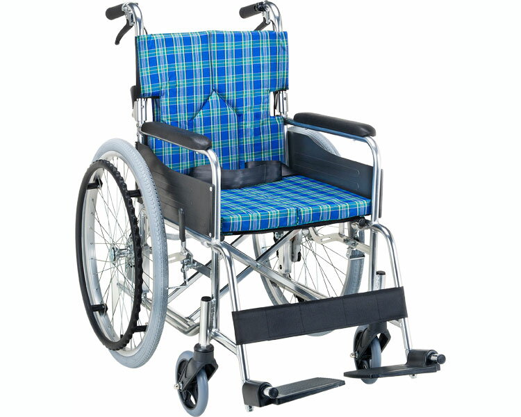 ★ポイント最大16倍★【全国配送可】-アルミ自走用車いす　SMK50-3843AK イエローブルー マキテック　JAN 4968501964909 kt352981 取寄品 歩行関連 車いす 自走式-【介護福祉用具】