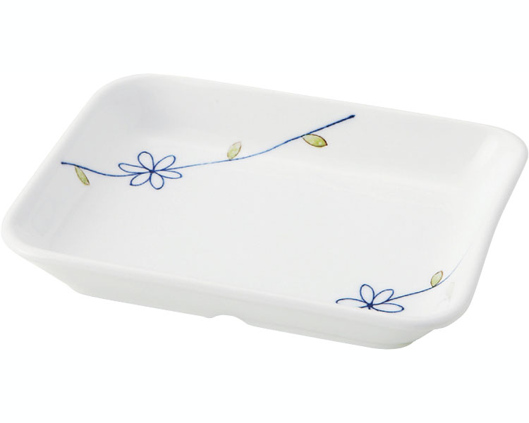 ★ポイント最大16倍★【全国配送可】-UD焼物皿　163×125×H27 818-UDYA　ラインフラワー（青） 朝日化工　..